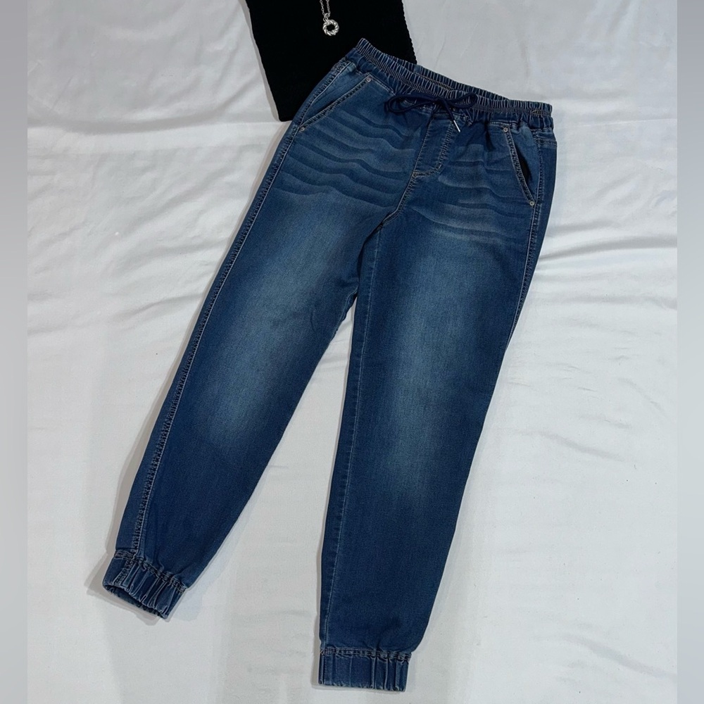 Blue Denim Jogger Pants